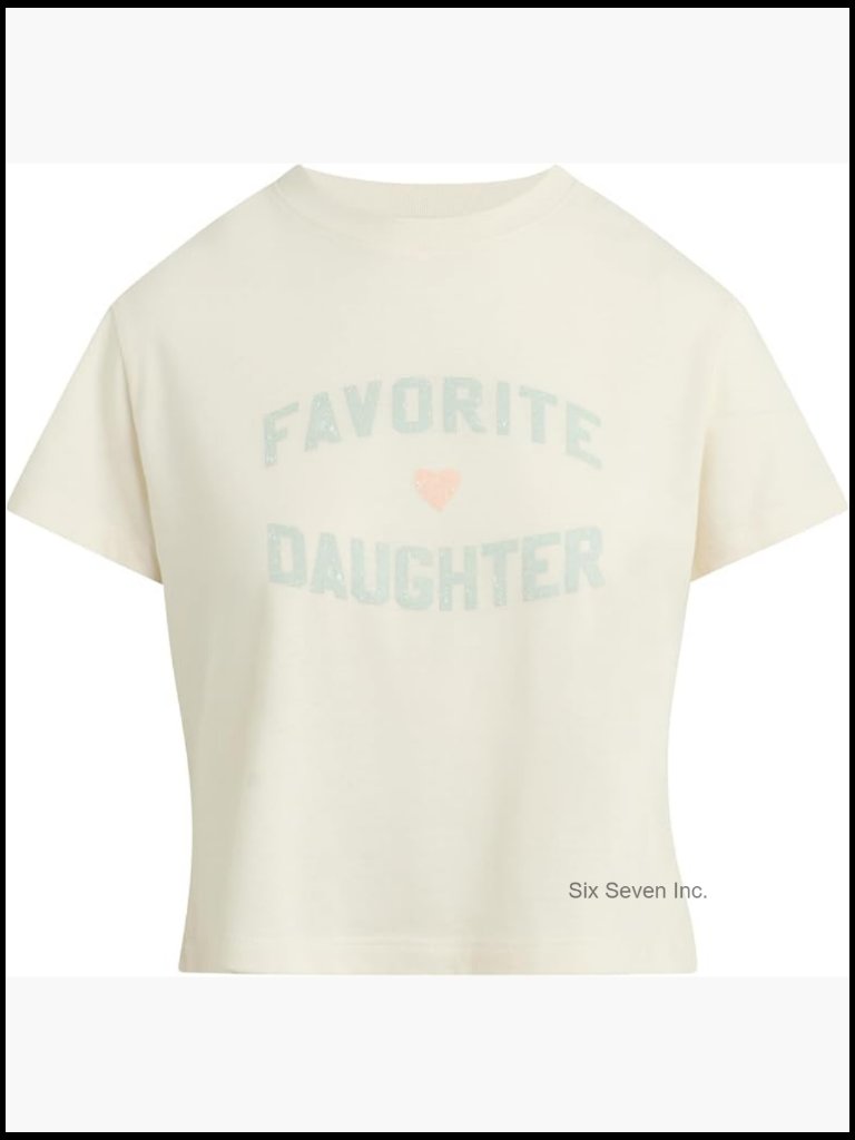 Cropped Favorite Daughter Tee - Crew Neck Short Sleeve Letter Print